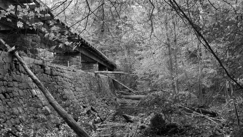 the old cobbled stone path to the bridge is empty