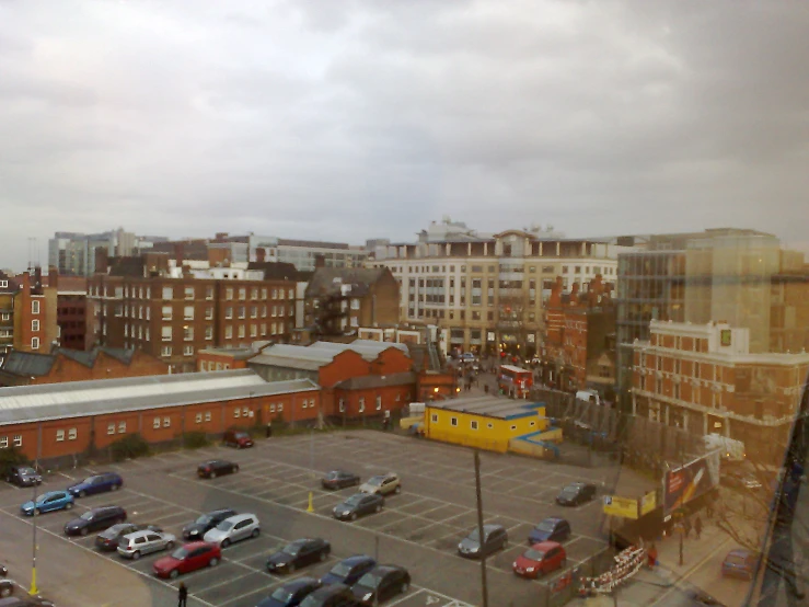 an aerial s of some parking lot