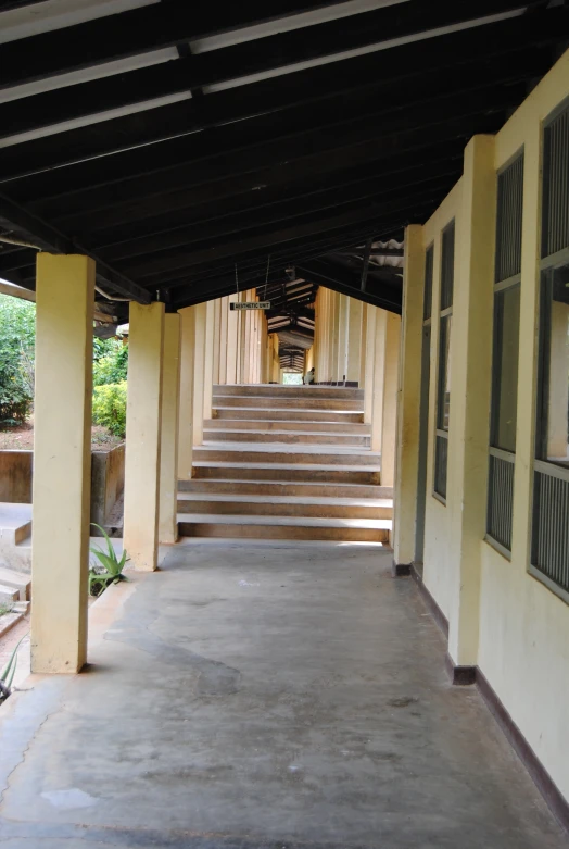 several benches along the front of an outdoor building