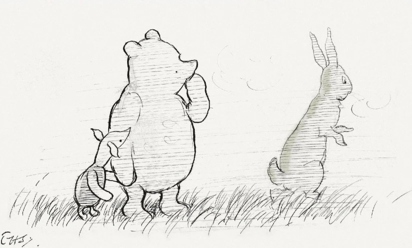 a drawing of winnie the pooh and eef