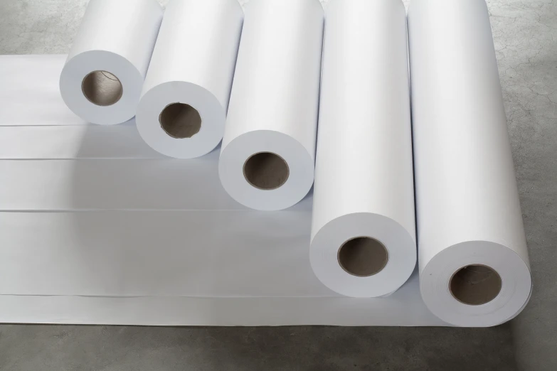 several rolls of paper are laid out in order to be used as a wallpaper