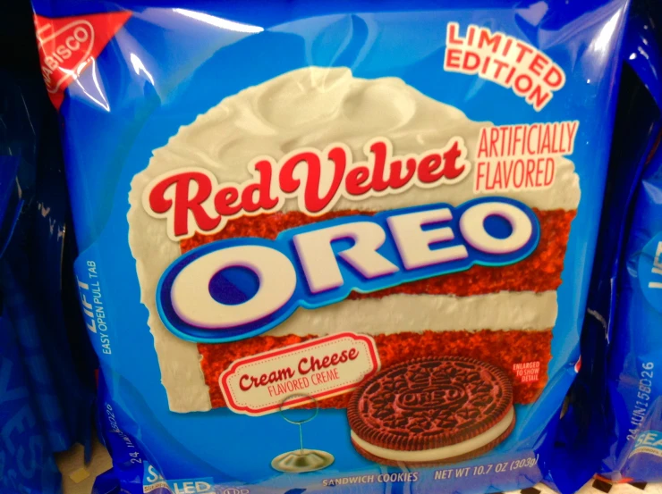 a package of oreo red velvet oreo cookies are sitting on the shelf