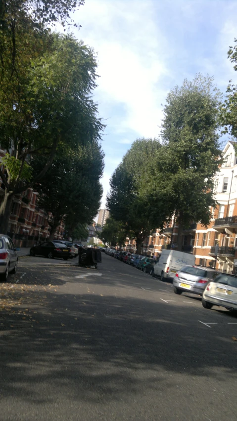 parked cars and parking meters line a street