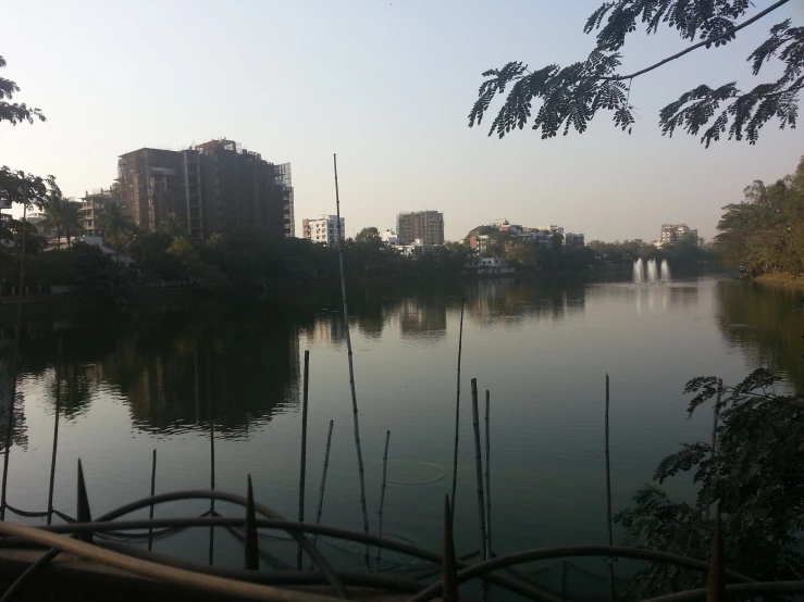 a body of water in front of a city