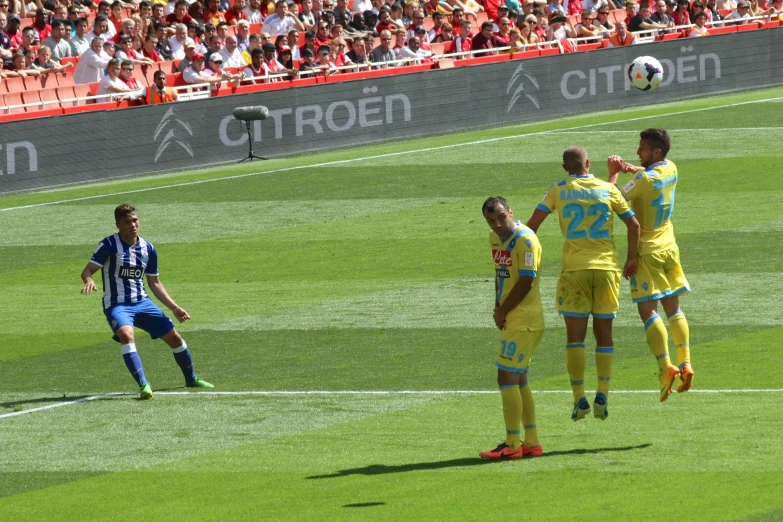 soccer players celete on the field during a game