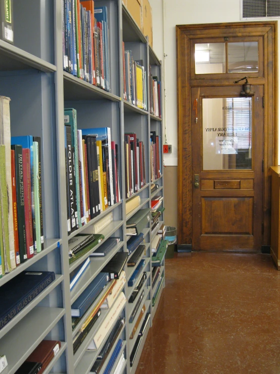 a liry with shelves of various books in it