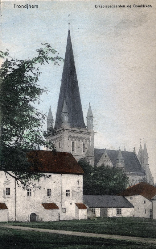 the old church has a clock tower on it