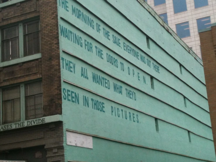 a building that has words written on the side
