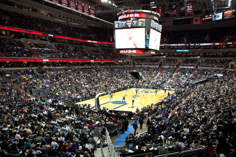 there is a basketball game that is being played