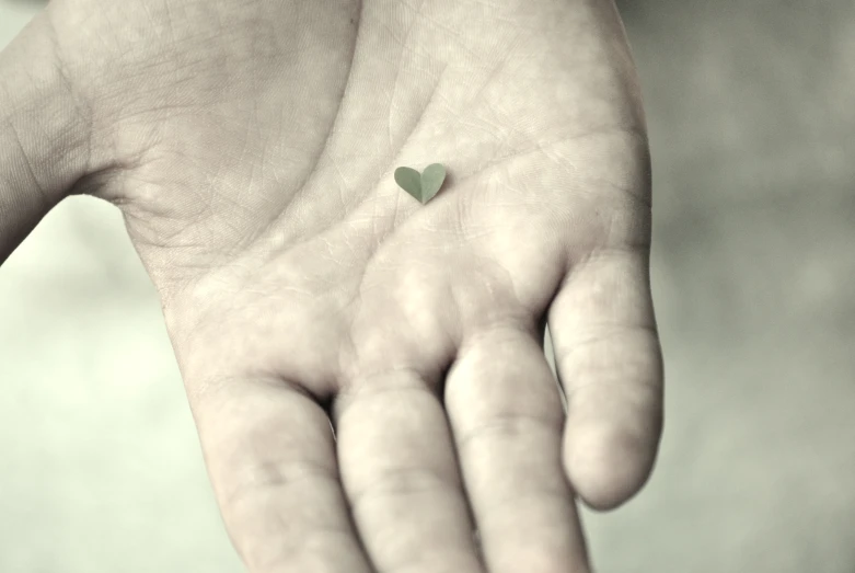 a small heart that is on the hand of someone