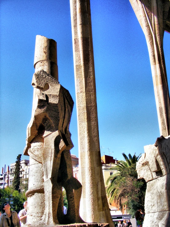 several elephants statues stand next to each other