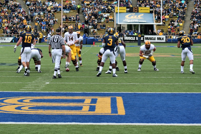 the players are on the football field in uniforms