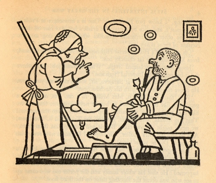 an old illustration of people being served