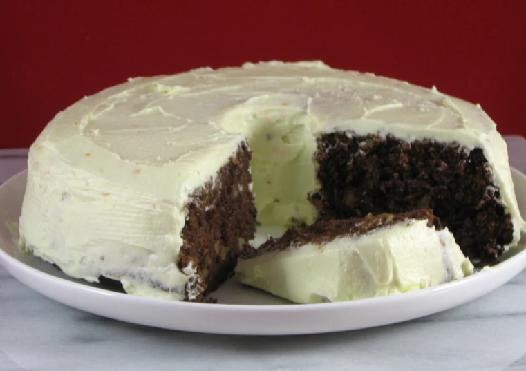 a large chocolate cake with a slice missing