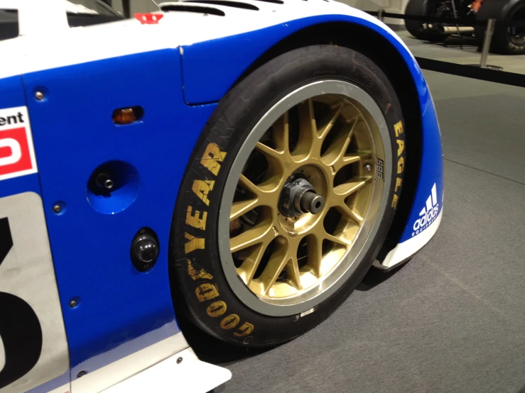 a close - up of a car tire with numbers painted on it