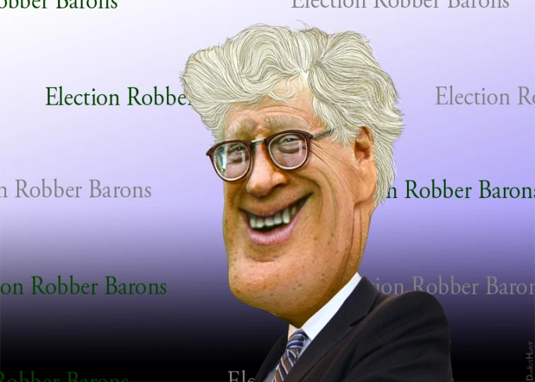 a man wearing glasses is smiling with his name in front of him