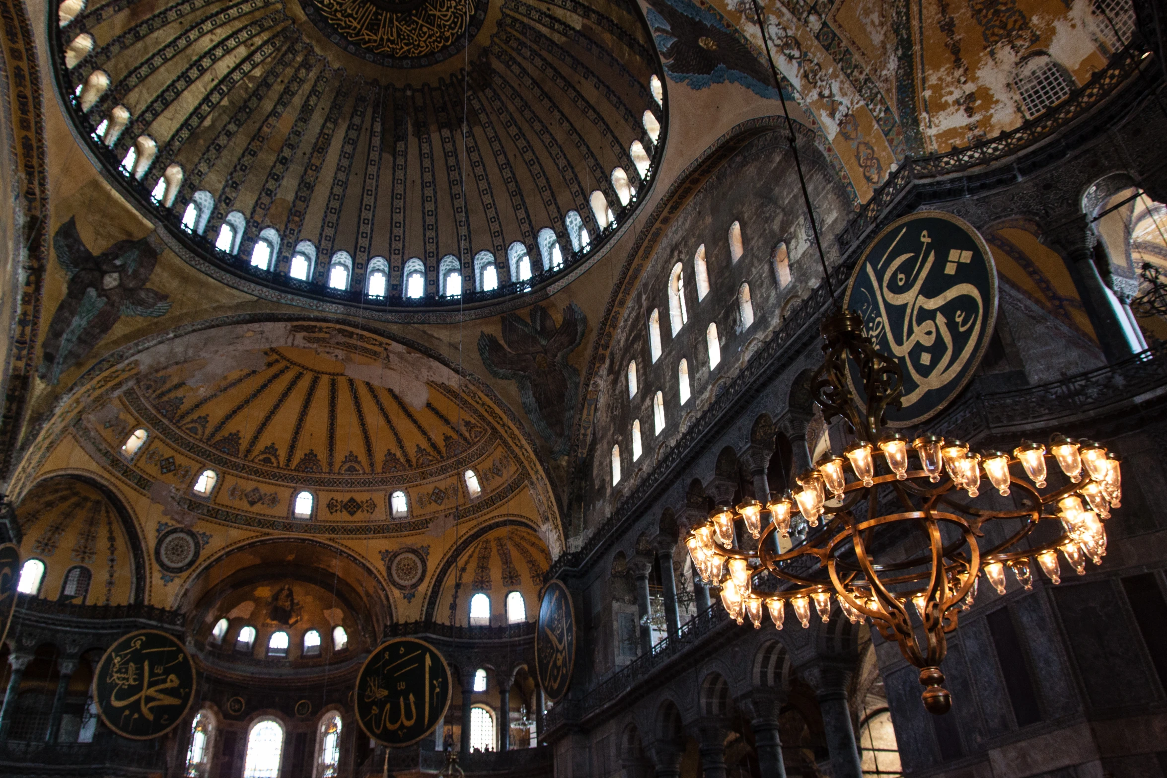 the inside of a building with ornate decorations