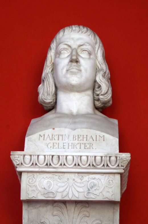 a bust of a man is on display