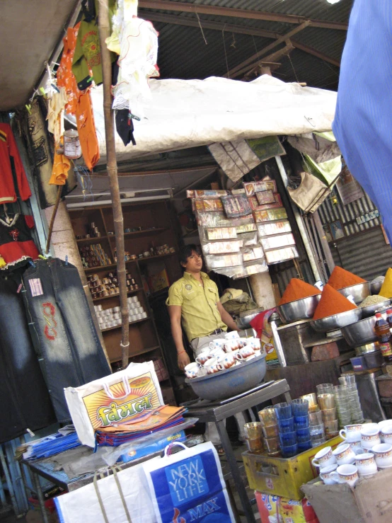 there is a man working in a vendor