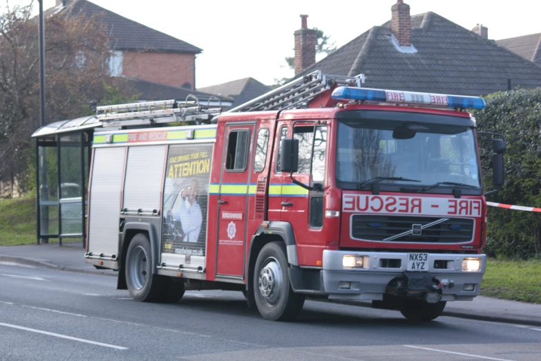 a fire engine is stopped on the street