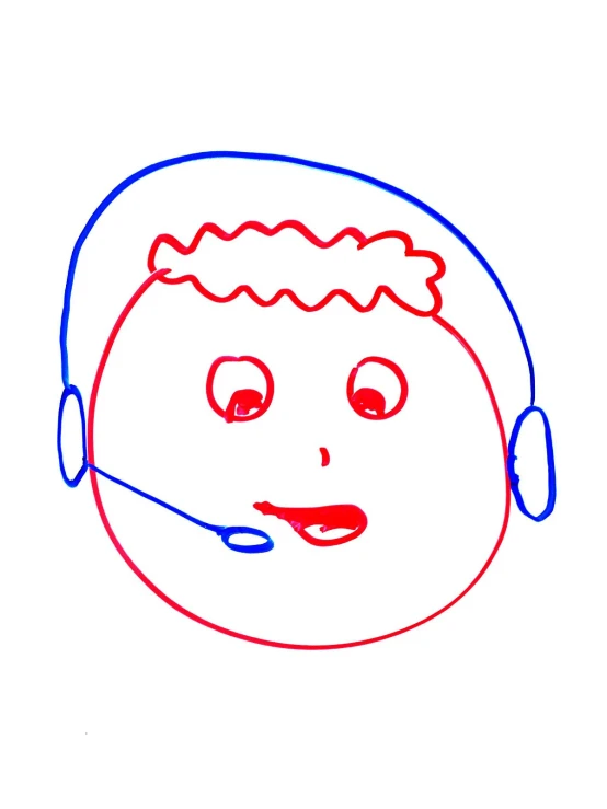 a child's head with red lines painted on the head