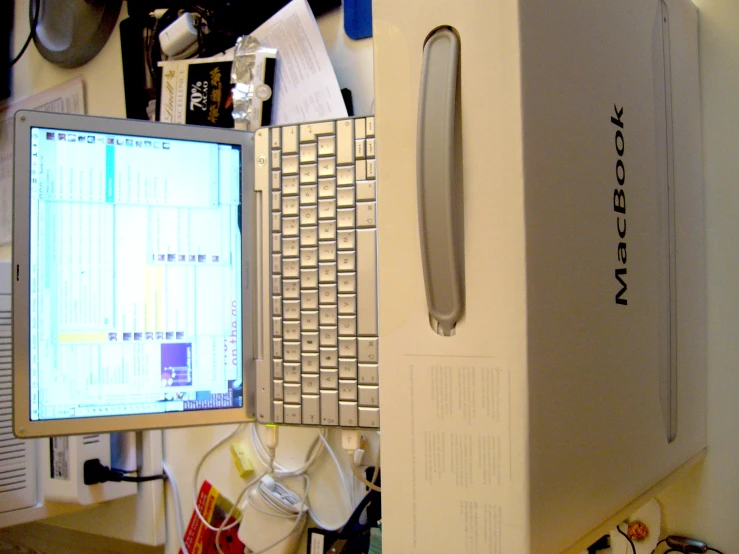 an open box sitting on top of a white table