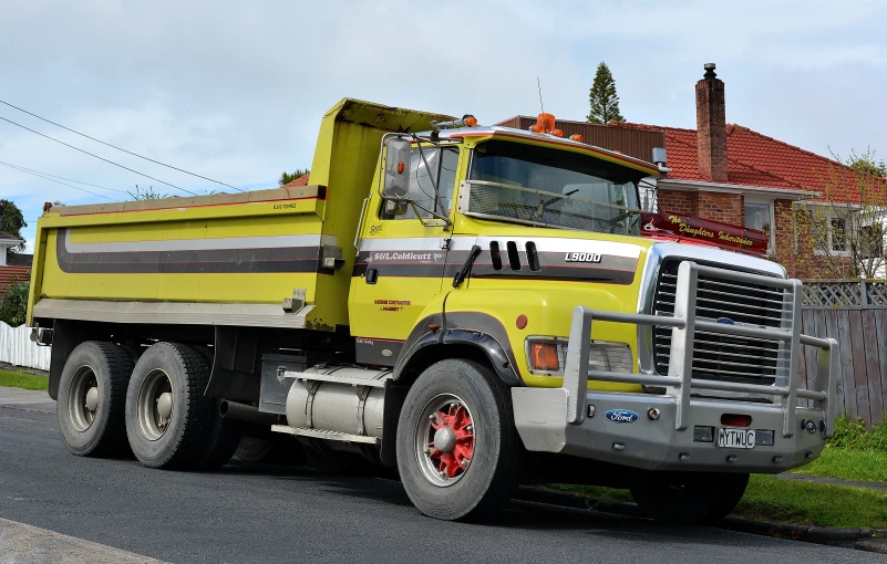 a truck that is driving down the road