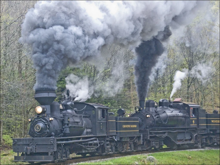 a black train blowing steam with smoke billowing out
