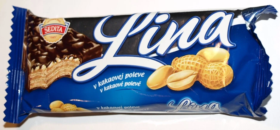 a packet of linos snack sitting on a counter