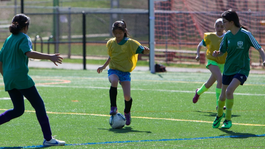 some s on a soccer field playing with a ball