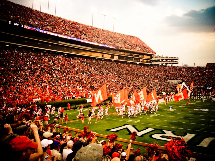 a football game in a stadium full of people