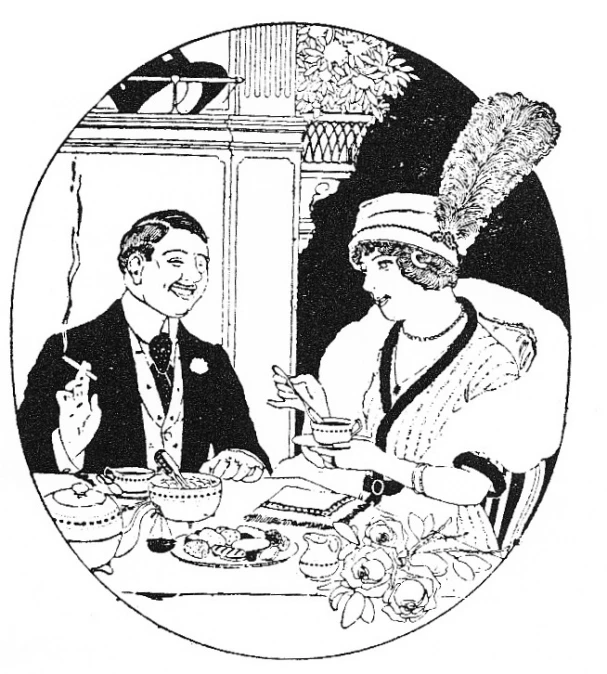 a woman sitting at a table next to a man