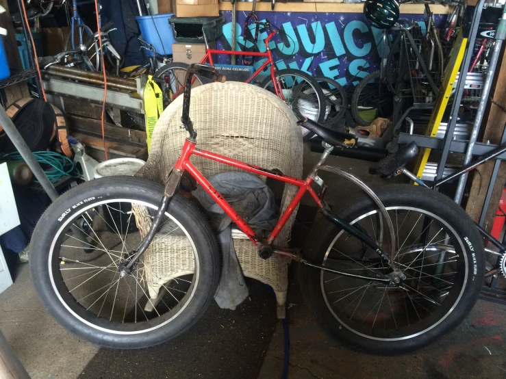 a bicycle with two different seats inside of it