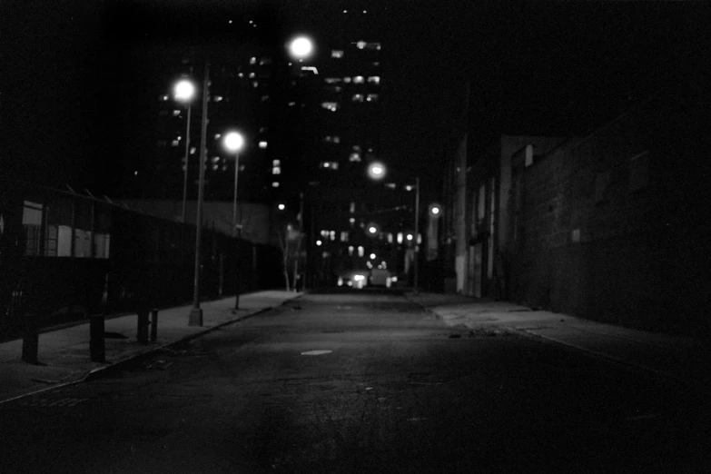 street lights on street with night view in urban area