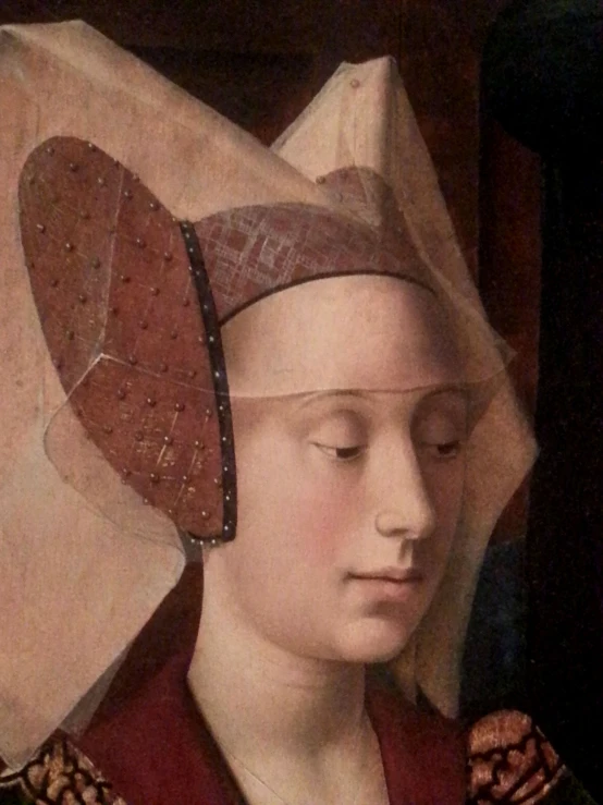 a painting of a person wearing a head piece
