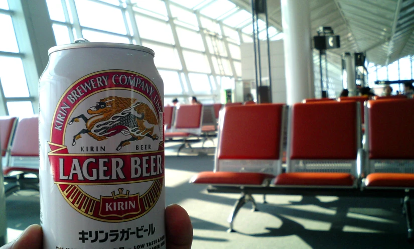 a beer can in a plane