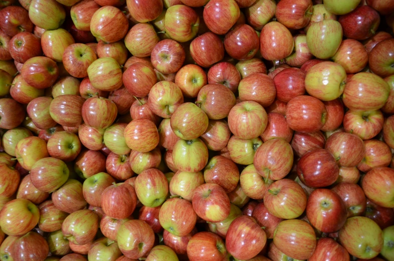 an assortment of different types of apples are piled in one pile