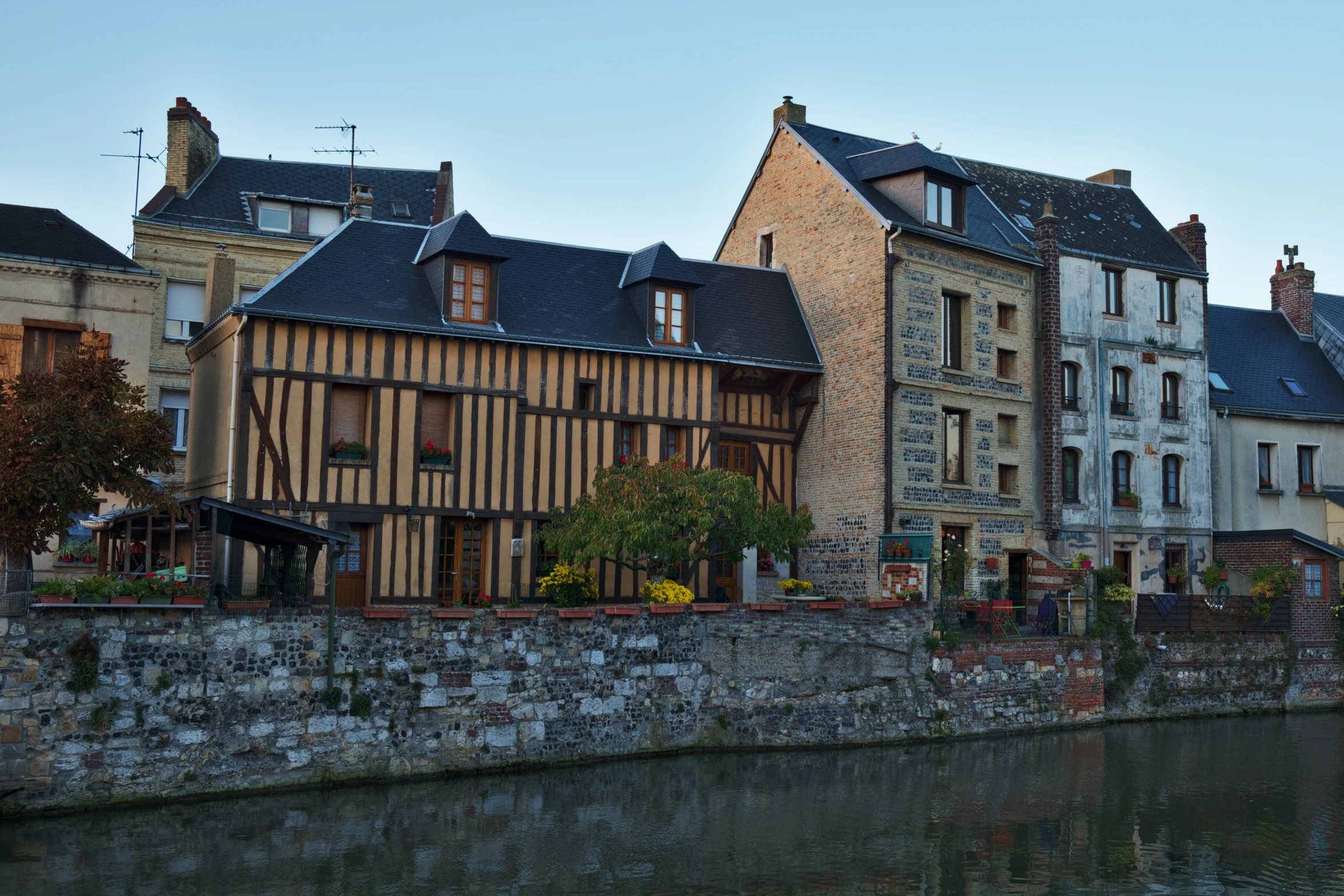 buildings that are along the side of a river