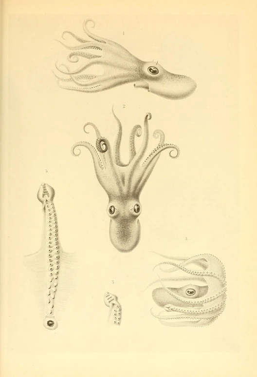 an illustration of sea creatures that appear to be drawing