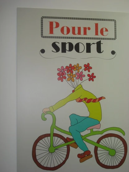 a poster for a sport with an image of a person riding a bicycle