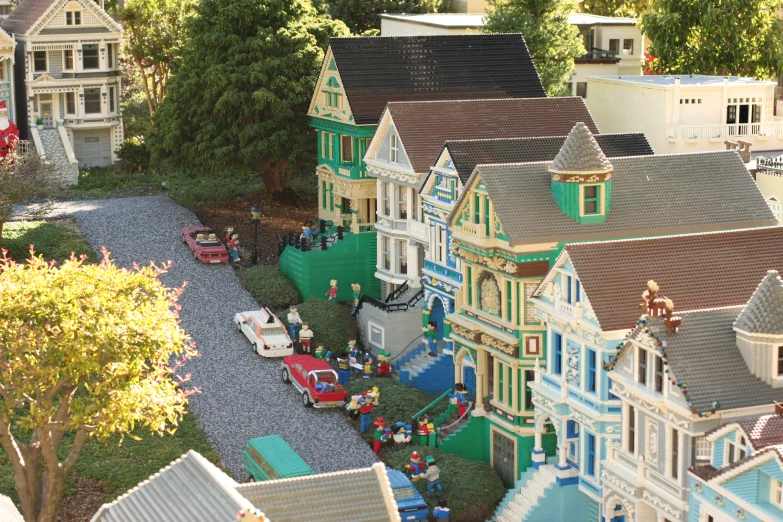 toy town with toy cars and toys on display