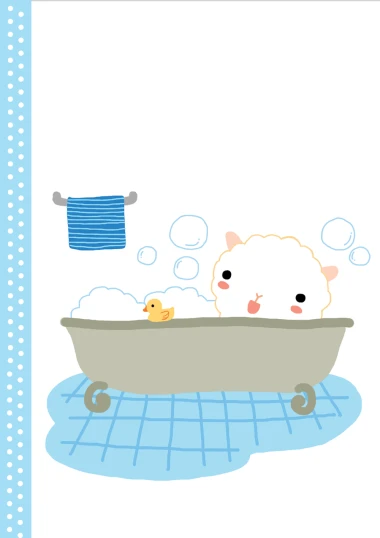the picture shows a baby bathtub with sheep in it