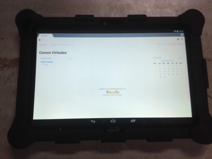 a computer screen on a tablet, displaying text and a date