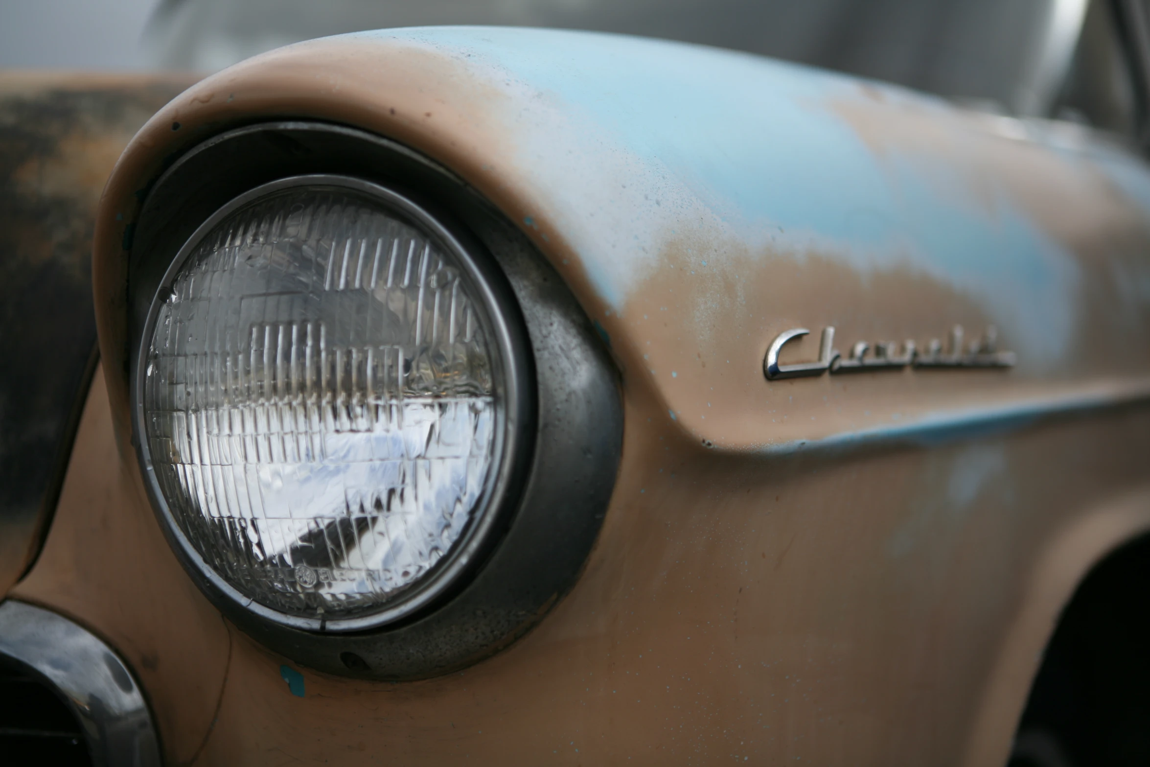 the front view of a car that is parked