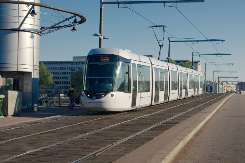 an electric train that runs on the rails