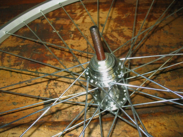 there is a wheel spoke on a bike tire