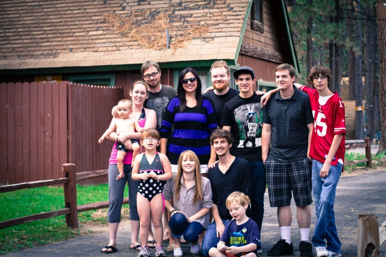 a family po of a  and girl posing for a po