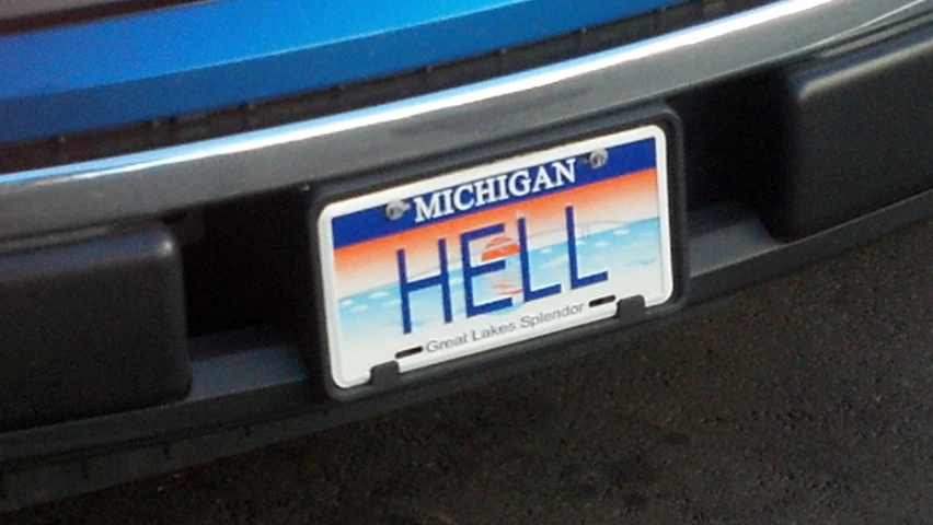 a license plate on the back of a car