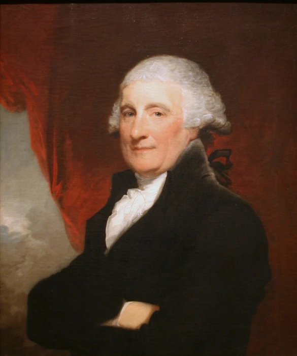 an old painting showing a man in a black suit