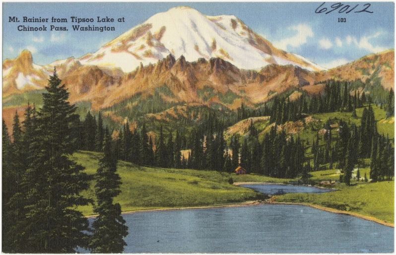 a picture of mountains and trees near a river